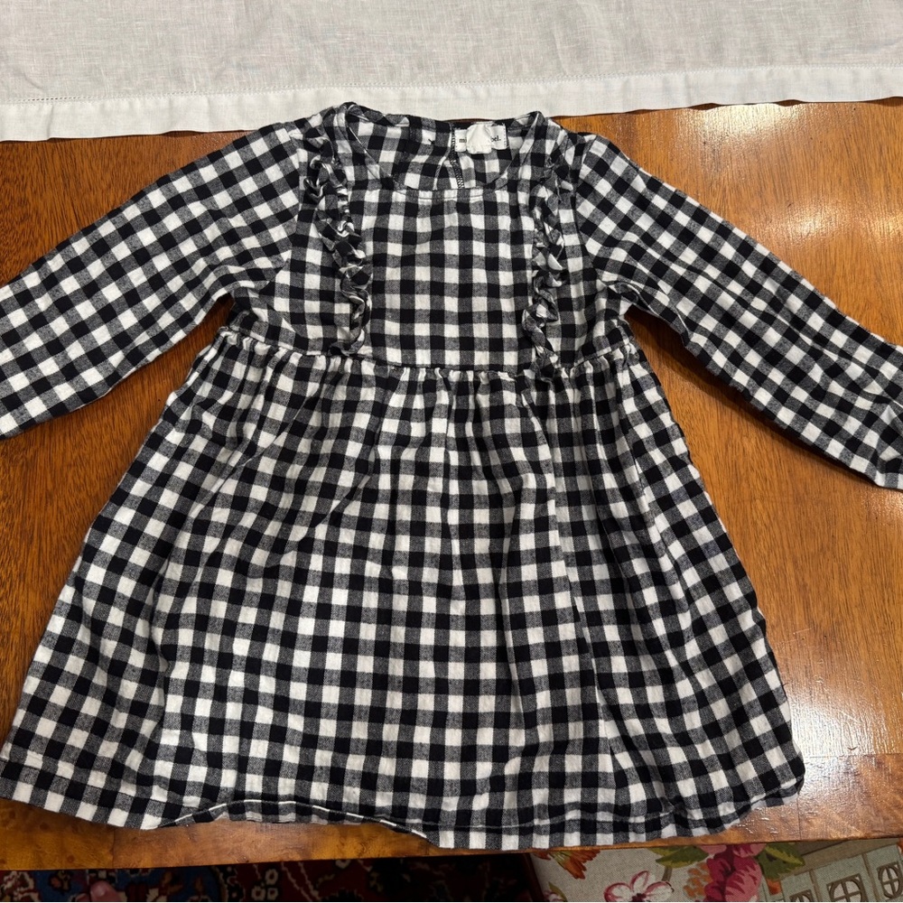 Classic Black and White Flannel Miles the Label 24 mos Cotton Kids Dress